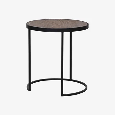 Barker and Stonehouse Etched Wood & Iron Side Table, Brown Metal | Barker & Stonehouse