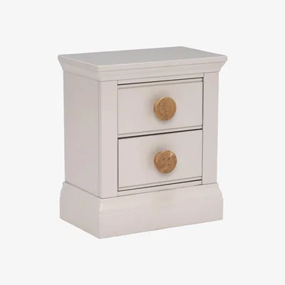 Barker and Stonehouse Buttons 2 Drawer Sidetable, Grey Wood | Barker & Stonehouse