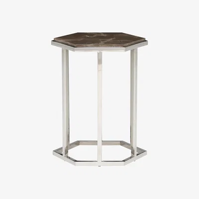 Barker and Stonehouse Zion Hexagonal Marble Accent Table, Brown | Barker & Stonehouse