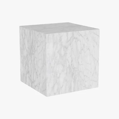 Barker and Stonehouse Timothy Oulton Marble Cube Side Table, White Marble