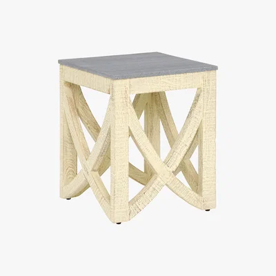 Barker and Stonehouse Clipper Whitewashed Side Table, Grey Marble