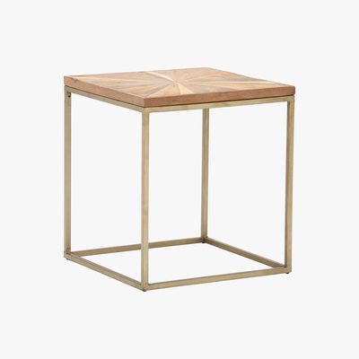Barker and Stonehouse Jupiter Side Table, Wood Top With Antique Brass Leg