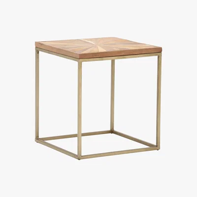 Barker and Stonehouse Jupiter Side Table, Wood Top With Antique Brass Leg