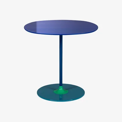 Barker and Stonehouse Kartell Thierry Side Table 45x45x45 Blue, Round Glass | Barker & Stonehouse