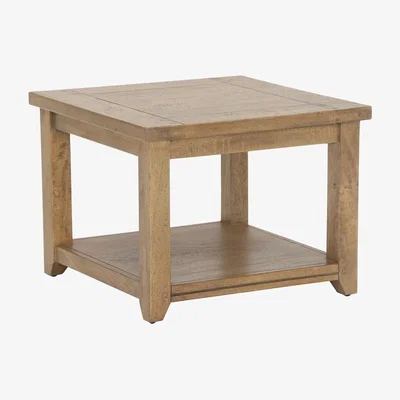 Barker and Stonehouse Antix Lamp Table With Shelf, Neutral Mango Wood | Barker & Stonehouse
