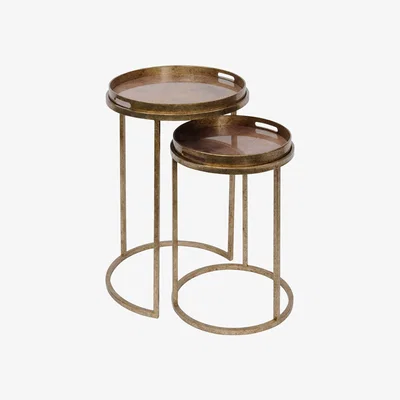 Barker and Stonehouse Set Of 2 Atlas Side Tables, Gold Metal | Barker & Stonehouse