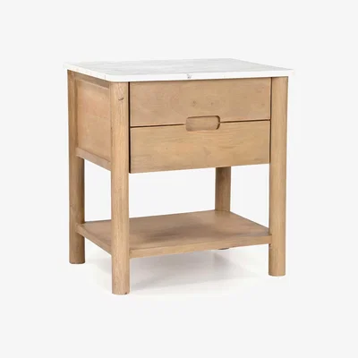 Barker and Stonehouse Asher 2 Drawer Side Table 55cm, White | Barker & Stonehouse