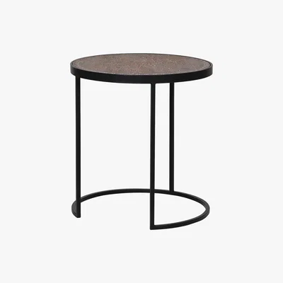 Barker and Stonehouse Etched Wood and Iron Side Table