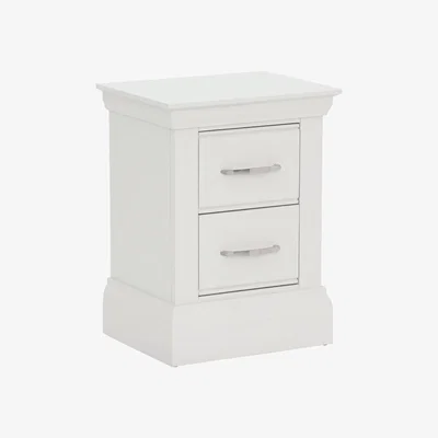 Barker and Stonehouse Evesham Small 2 Drawer Bedside Table, White Wood | Barker & Stonehouse