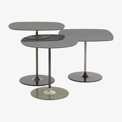 Barker and Stonehouse Kartell Thierry Set 3 Side Tables H40+H45+H50 Grey Glass | Barker & Stonehouse