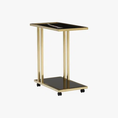 Barker and Stonehouse Tray Marble Accent Table, Sahara Noir
