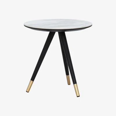 Barker and Stonehouse Parian Corner Table, Matt Black and White Ceramic