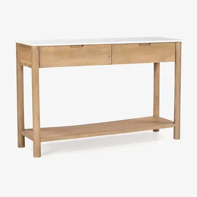 Barker and Stonehouse Asher 2 Drawer Console 120cm Table, White | Barker & Stonehouse