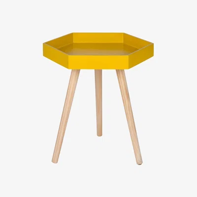 Barker and Stonehouse Hexagon Pinewood Table, Mustard