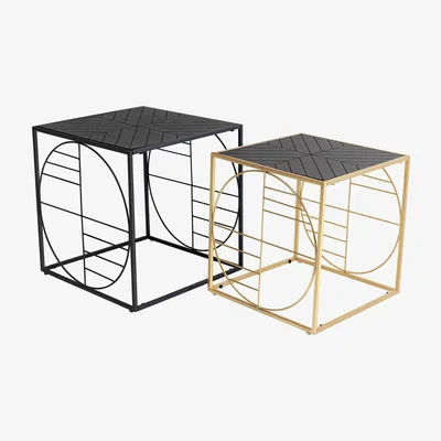 Barker and Stonehouse Set of 2 Linton Side Tables Black and Gold