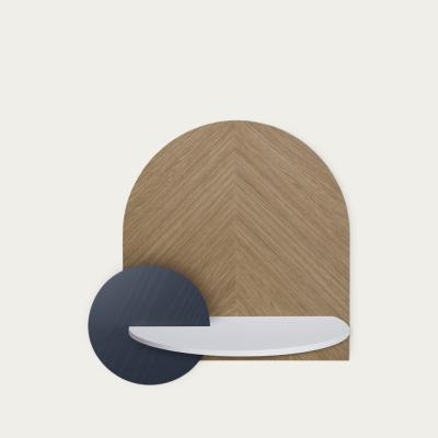 Bombinate.com Oak, White and Blue Alba L Herringbone Beside Table