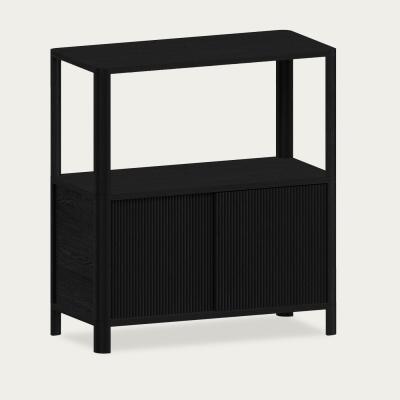 Bombinate.com Black Cloe Side Table with Black Wood Doors