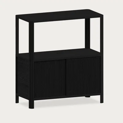 Bombinate.com Black Cloe Side Table with Black Wood Doors