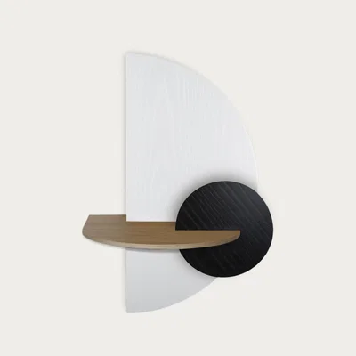 Bombinate.com White, Oak and Black Alba L Semi Circle Beside Table