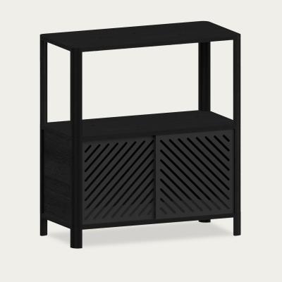 Bombinate.com Black Cloe Side Table with Black Metal Doors