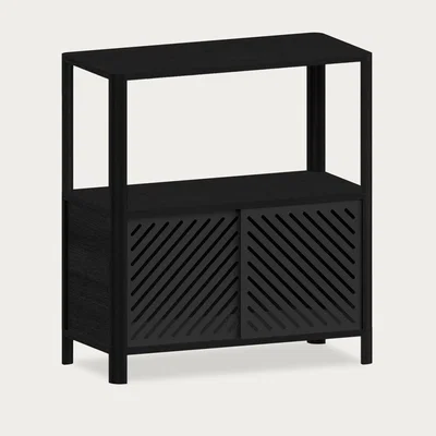 Bombinate.com Black Cloe Side Table with Black Metal Doors