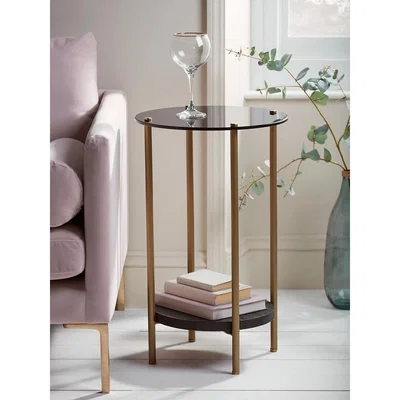 Cox and Cox Smoked Glass Two Tier Side Table