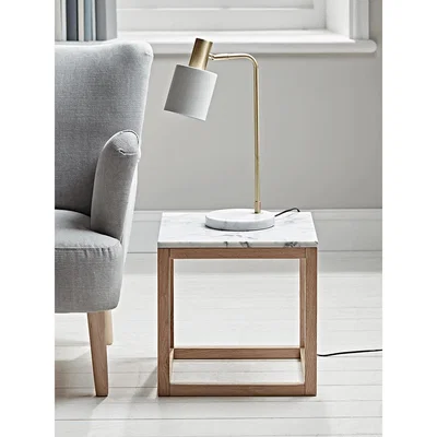 Cox and Cox Oak & Marble Side Table