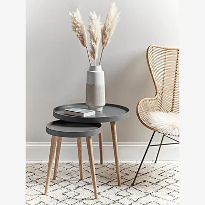 Cox and Cox Mila Side Tables - Charcoal