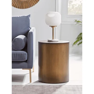 Cox and Cox NEW Burnished Gold Drum Side Table