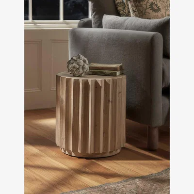 Cox and Cox Wooden Ribbed Side Table