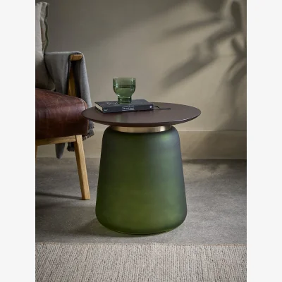 Cox and Cox Frosted Green Glass Side Table