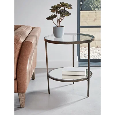 Cox and Cox Glass Display Side Table - Aged Bronze