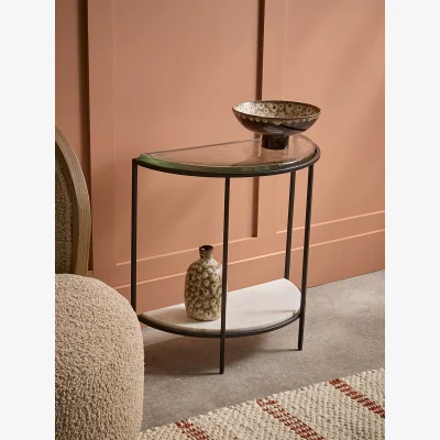 Cox and Cox Cast Glass & Marble Side Table