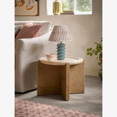 Cox and Cox Travertine Round Side Table