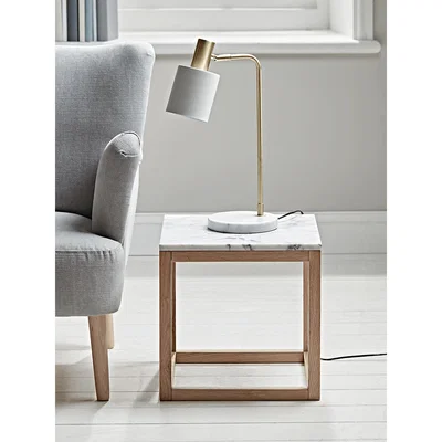 Cox and Cox Oak & Marble Side Table