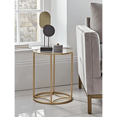 Cox and Cox Round Gold & Glass Side Table