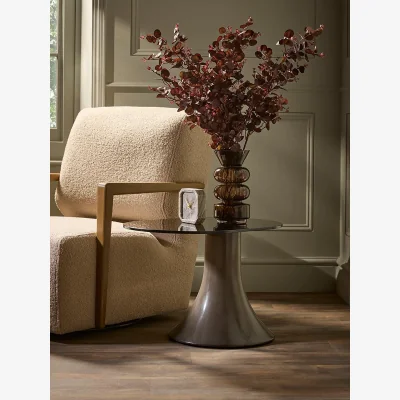 Cox and Cox Smoked Glass Swivel Side Table