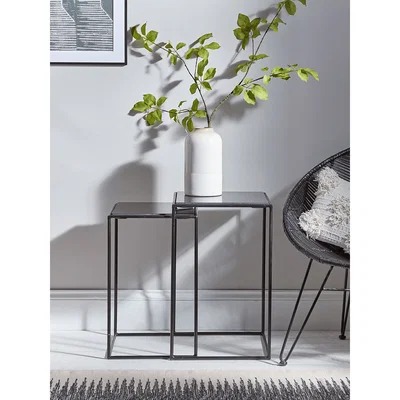 Cox and Cox NEW Black Granite Nesting Side Tables