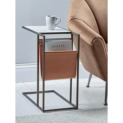 Cox and Cox Marble Side Table with Magazine Rack