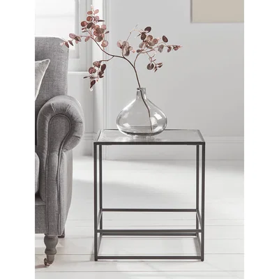 Cox and Cox NEW Textured Topped Metal Side Table - Burnished Silver