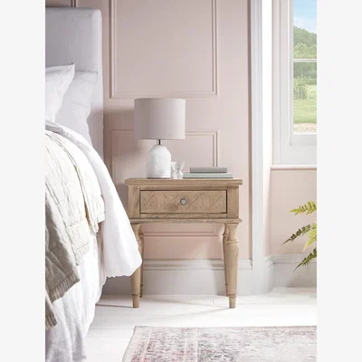 Cox and Cox Geometric Parquet Single Drawer Bedside Table