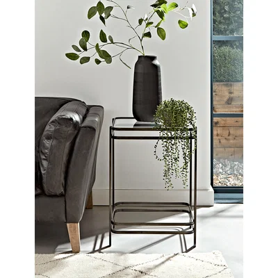 Cox and Cox Square Glass Topped Side Table