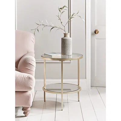 Cox and Cox NEW Glass Display Side Table - Soft Gold