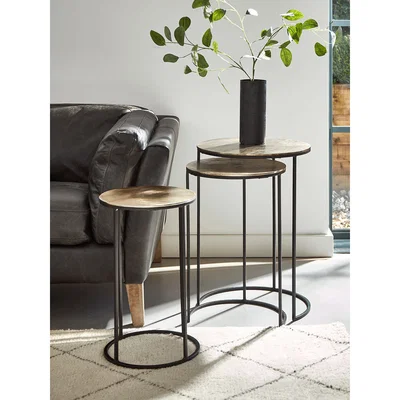 Cox and Cox Three Gold Textured Nesting Tables