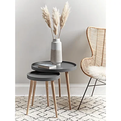 Cox and Cox Large Mila Side Table - Charcoal