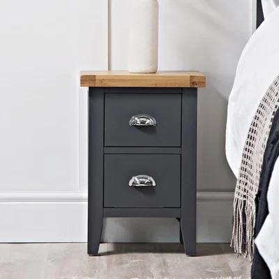 Chiltern Oak Furniture Suffolk Midnight Grey Painted Oak Small Bedside Table