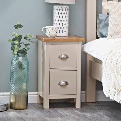 Chiltern Oak Furniture Rutland Painted Oak 2 Drawer Slim Bedside Table