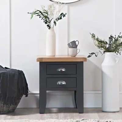Chiltern Oak Furniture Suffolk Midnight Grey Painted Oak Lamp Table