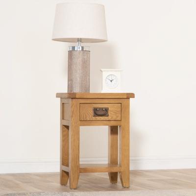 Chiltern Oak Furniture Rustic Oak 1 Drawer Small Lamp Table
