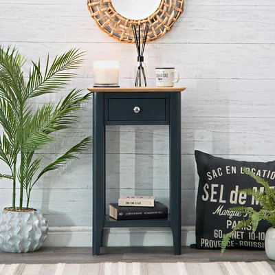 Chiltern Oak Furniture Bergen Blue Painted Oak Telephone Table